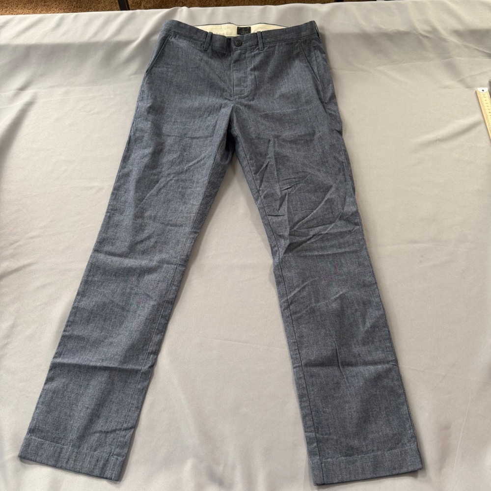 J.Crew 770 Straight Fit Stretch Chambray Chino Pants Blue 32x32 Mens
